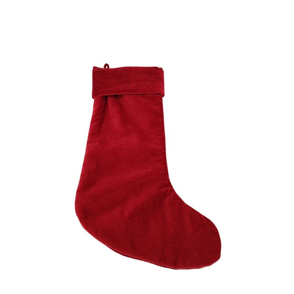 Quince Home Cotton Velvet Stocking Decor Red OS
